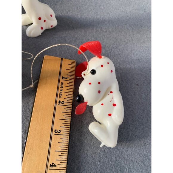 Set of 4 Dalmatian Dog Blow Mold Christmas Tree Ornaments with Red Ears & Spots - Picture 4 of 6
